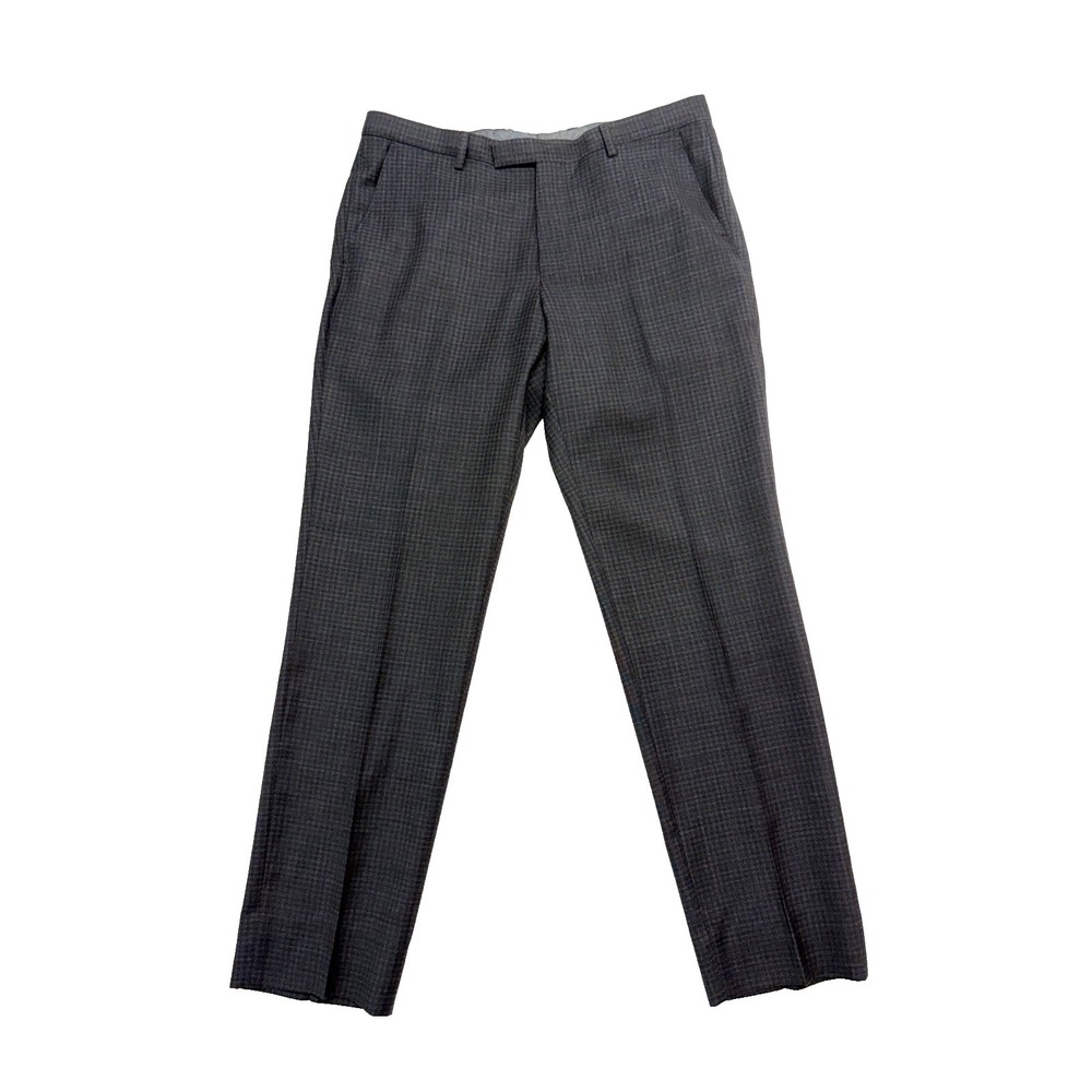 Hugo Boss 34x30 Leenon1 Charcoal Black Micro Check Dress Suit‎ Pants Trousers